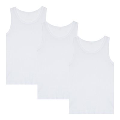 bluezoo Boy's pack of three sleeveless white vests